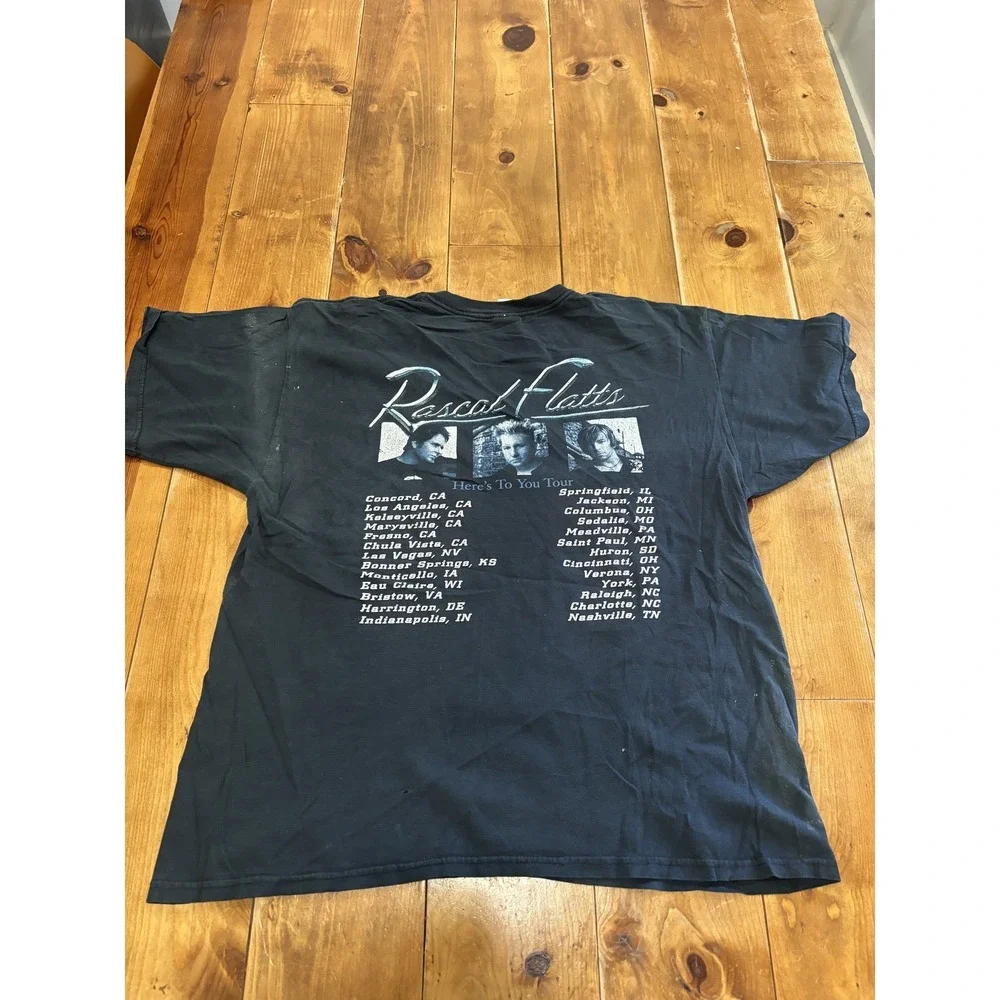 Vintage Rascal Flatts Here's To You Tour Band Tee T-Shirt Gildan XL Black